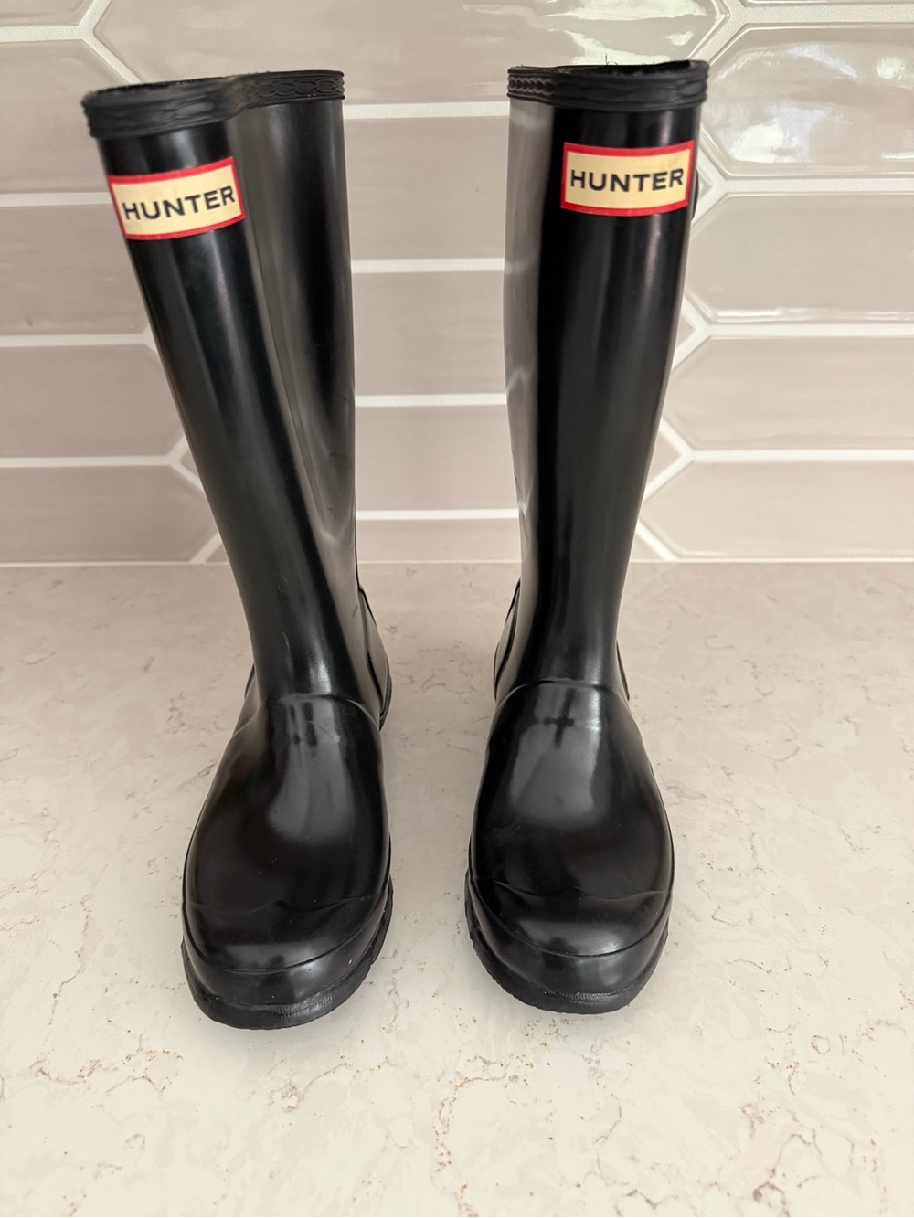 Hunter Kids Original Gloss Rain Boots Black, Size 3 Girls/2 Boys